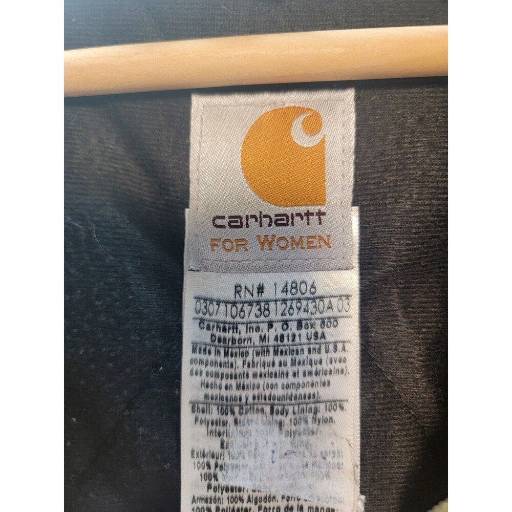 Carhartt Women's Brown Hooded Full Zip Lined Jacket Pockets L Regular WJ130 - Picture 8 of 8